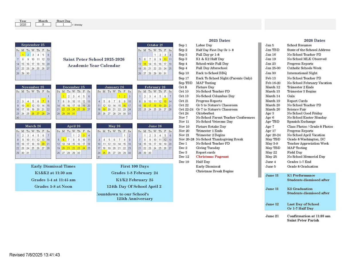 SPS 2024-2025 Calendar